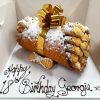 Giant Cannoli Bazooka Cake with gold ribbon - butte4rscotch, ricotta and hazelnut